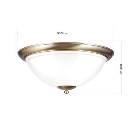 Plafonjera AUSTRIAN OLD LAMP 3xE27/60W/230V pr. 50 cm bronzana/bela