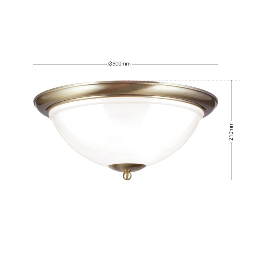 Plafonjera AUSTRIAN OLD LAMP 3xE27/60W/230V pr. 50 cm bronzana/bela