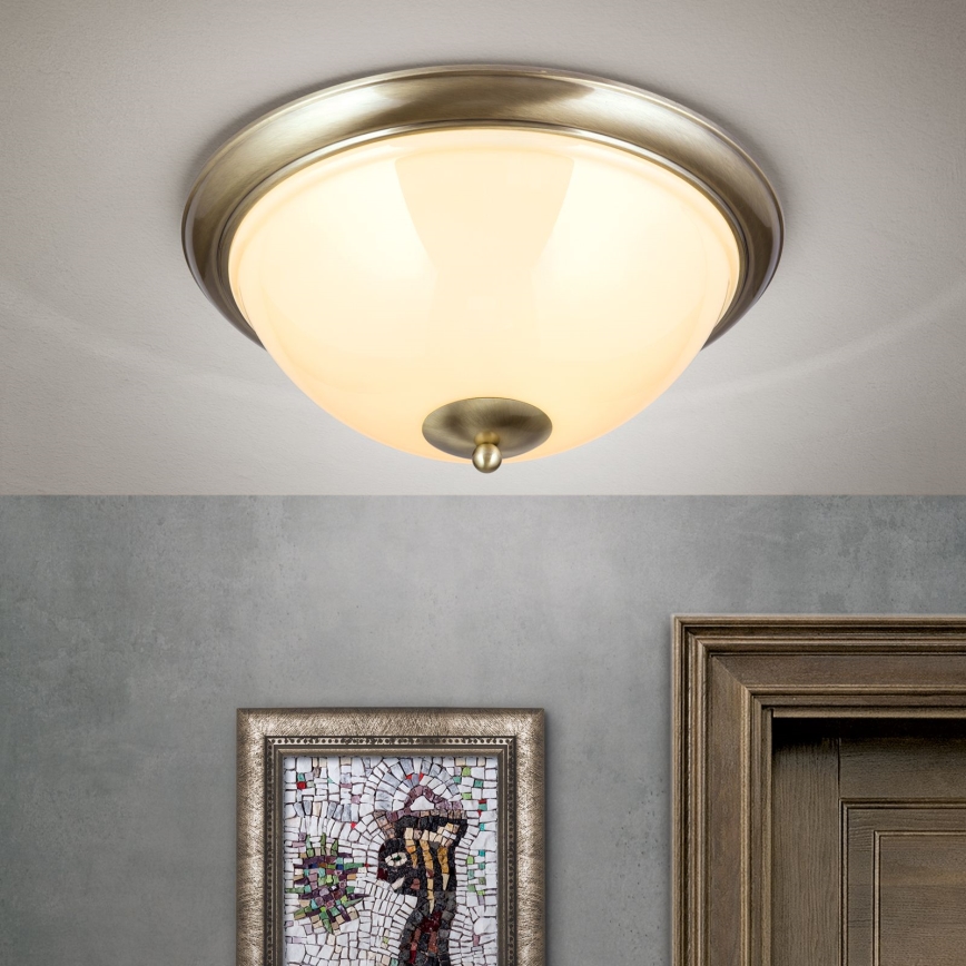 Plafonjera AUSTRIAN OLD LAMP 3xE27/60W/230V pr. 50 cm bronzana/bež