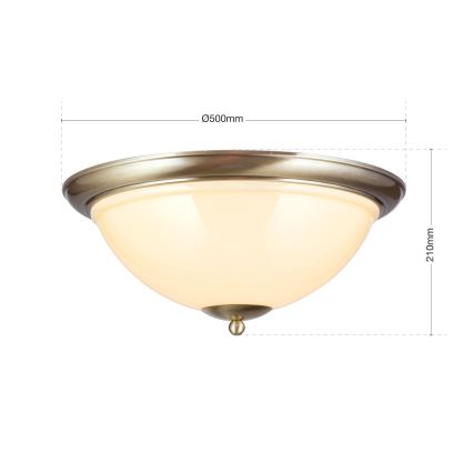 Plafonjera AUSTRIAN OLD LAMP 3xE27/60W/230V pr. 50 cm bronzana/bež