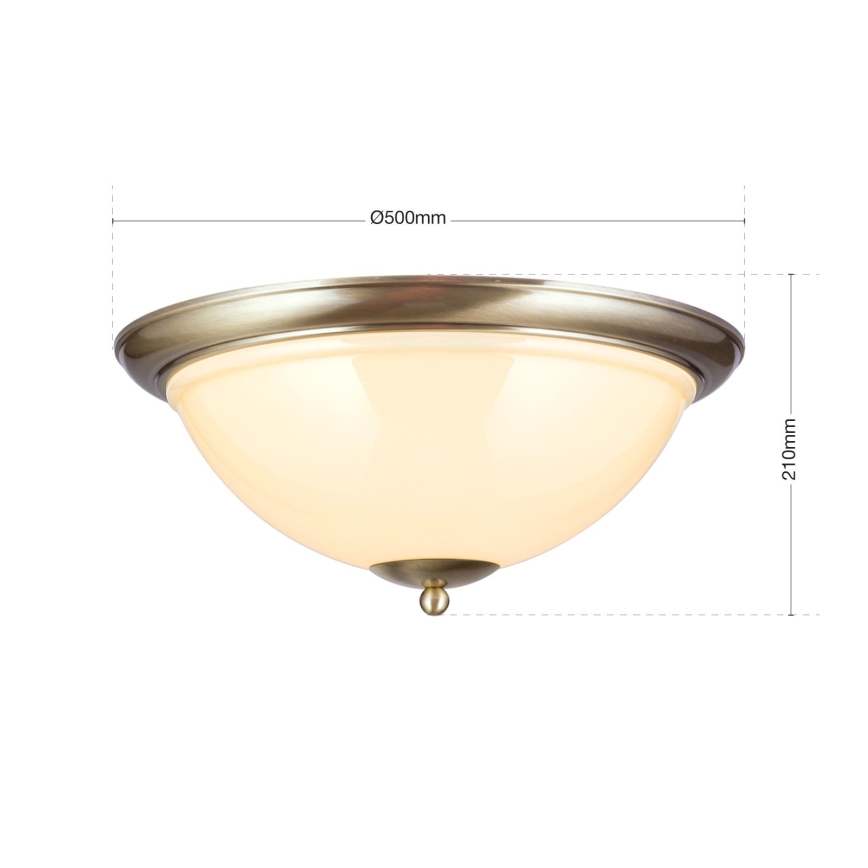 Plafonjera AUSTRIAN OLD LAMP 3xE27/60W/230V pr. 50 cm bronzana/bež