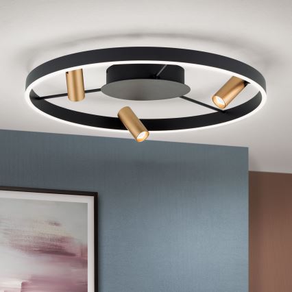 LED Prigušiva plafonjera BERLIN LED/50W/230V crno/zlatna