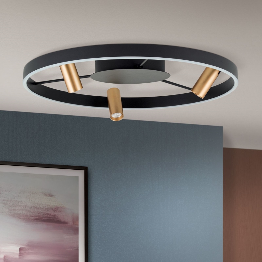 LED Prigušiva plafonjera BERLIN LED/50W/230V crno/zlatna