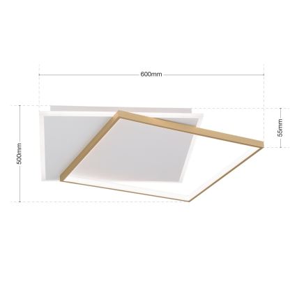 LED Prigušiva plafonjera EMANUEL LED/50W/230V bela/zlatna