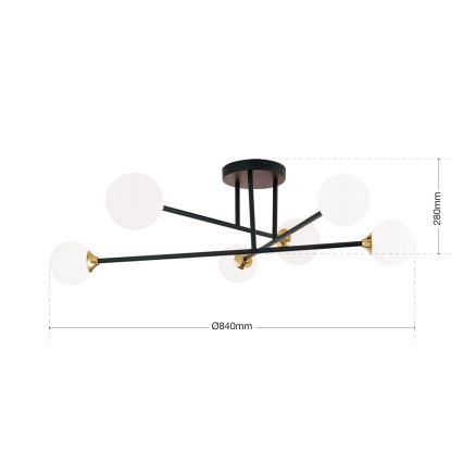 Nadgradni luster SNOWWHITE 6xG9/20W/230V pr. 84 cm crno/zlatna