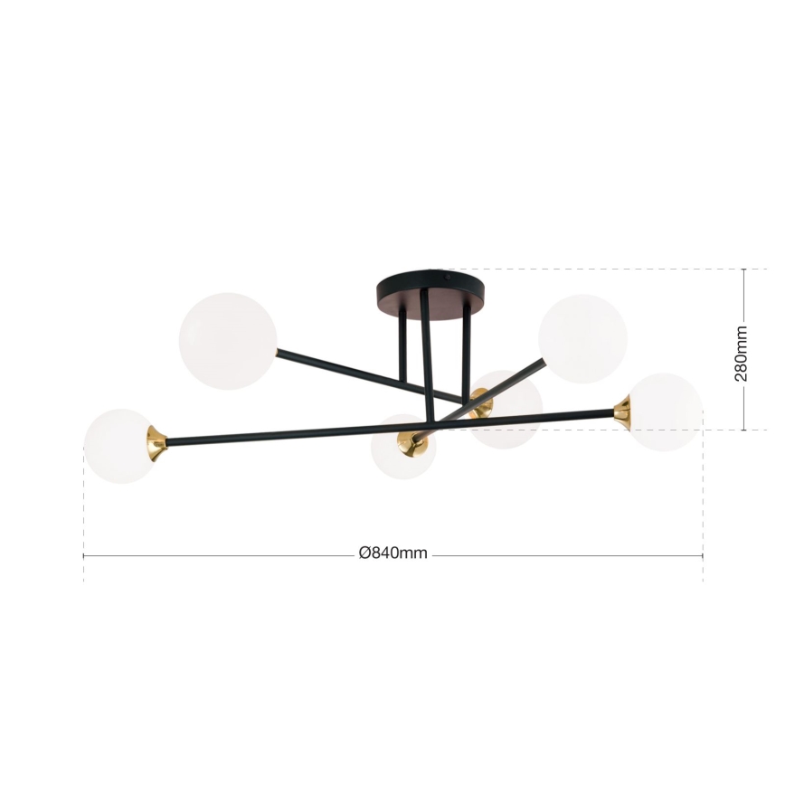 Nadgradni luster SNOWWHITE 6xG9/20W/230V pr. 84 cm crno/zlatna