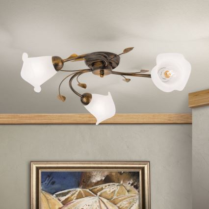 Nadgradni luster SISI 3xE14/40W/230V pr. 60 cm bronzana/patina