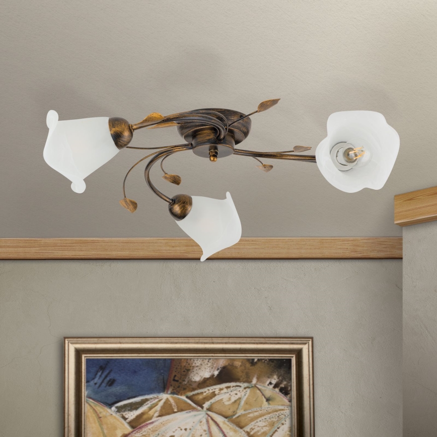 Nadgradni luster SISI 3xE14/40W/230V pr. 60 cm bronzana/patina
