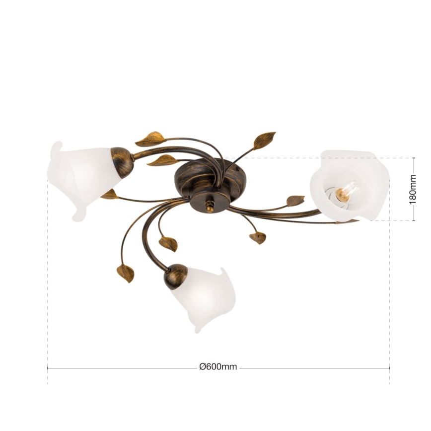 Nadgradni luster SISI 3xE14/40W/230V pr. 60 cm bronzana/patina