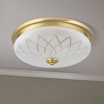 Plafonjera PORTO 2xE27/40W/230V pr. 37 cm zlatna