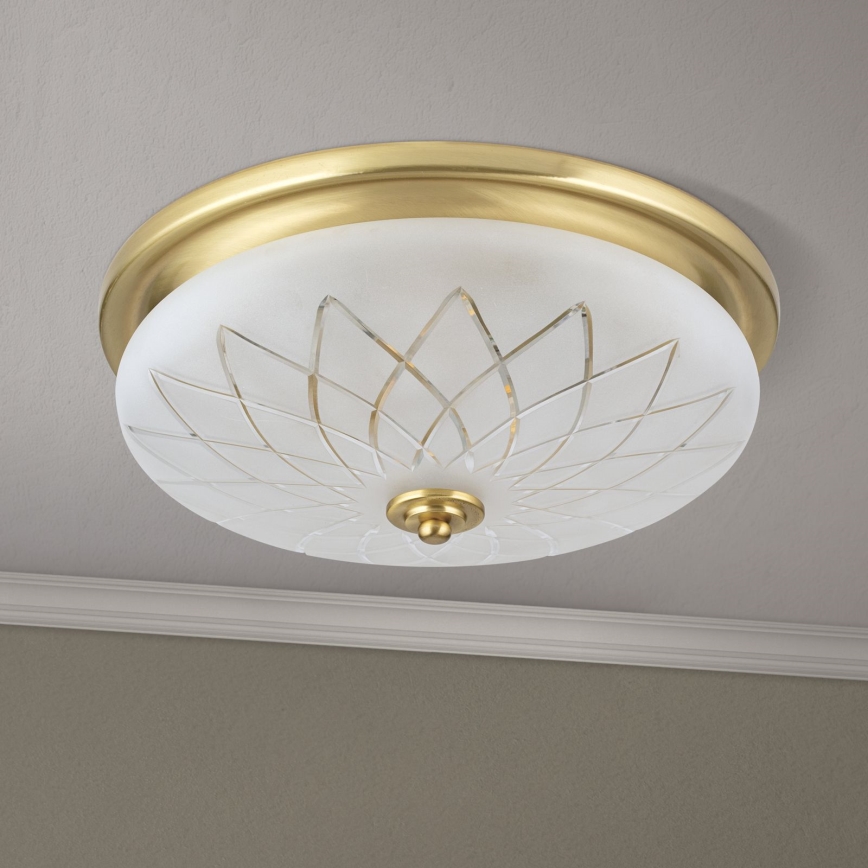 Plafonjera PORTO 2xE27/40W/230V pr. 37 cm zlatna