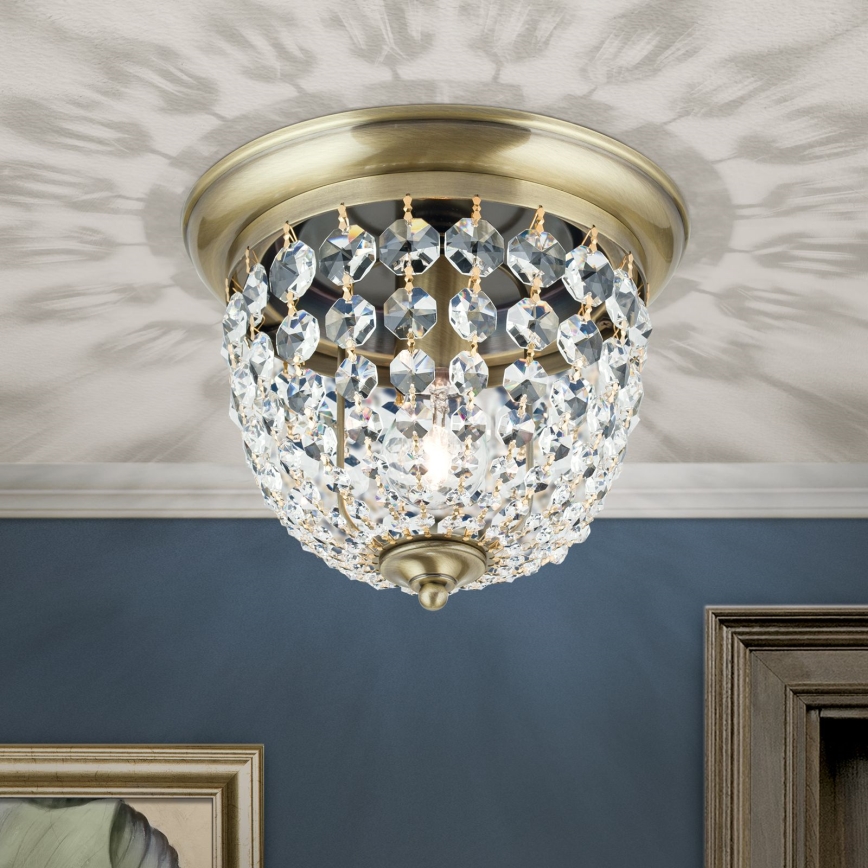 Kristalna plafonjera PLAFOND 1xE27/40W/230V pr. 26 cm bronzana