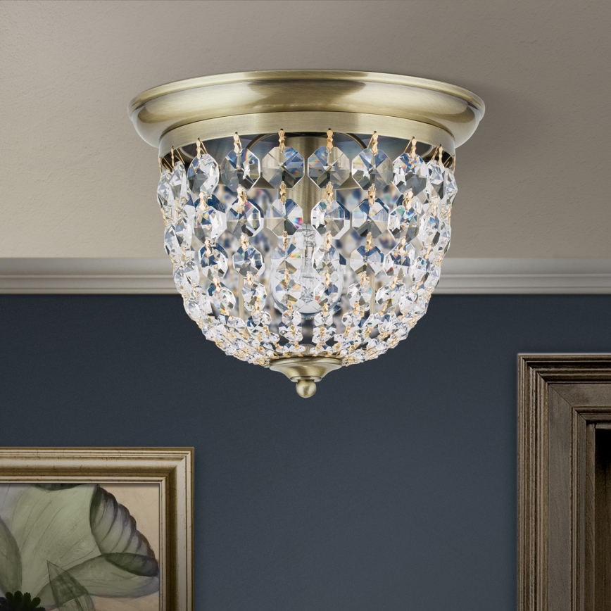 Kristalna plafonjera PLAFOND 1xE27/40W/230V pr. 26 cm bronzana