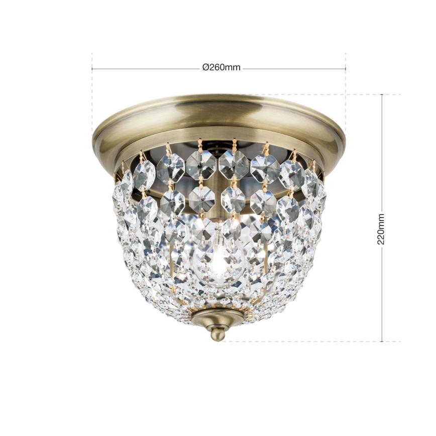 Kristalna plafonjera PLAFOND 1xE27/40W/230V pr. 26 cm bronzana