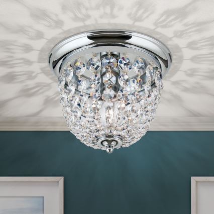Kristalna plafonjera PLAFOND 1xE27/40W/230V pr. 26 cm sjajni krom