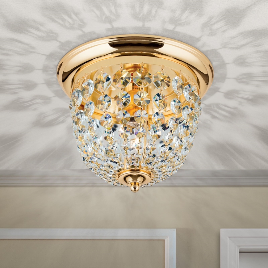 Kristalna plafonjera PLAFOND 1xE27/40W/230V pr. 26 cm zlatna