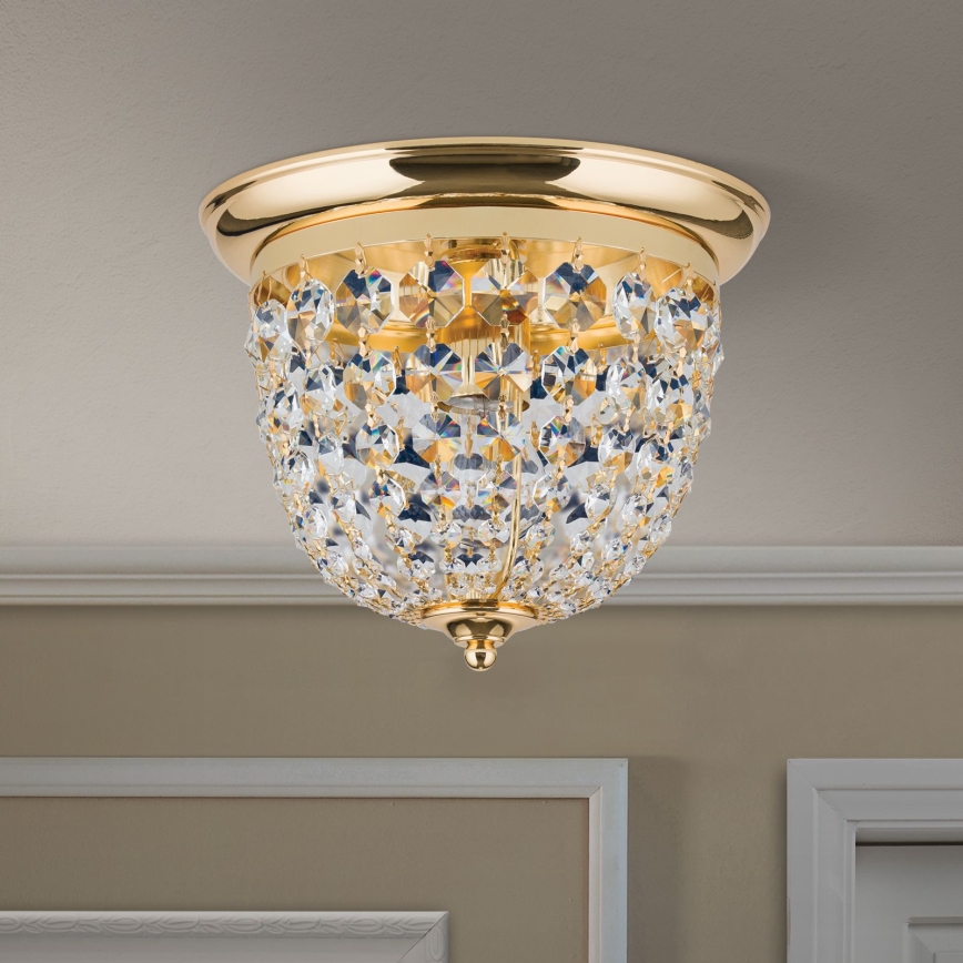 Kristalna plafonjera PLAFOND 1xE27/40W/230V pr. 26 cm zlatna