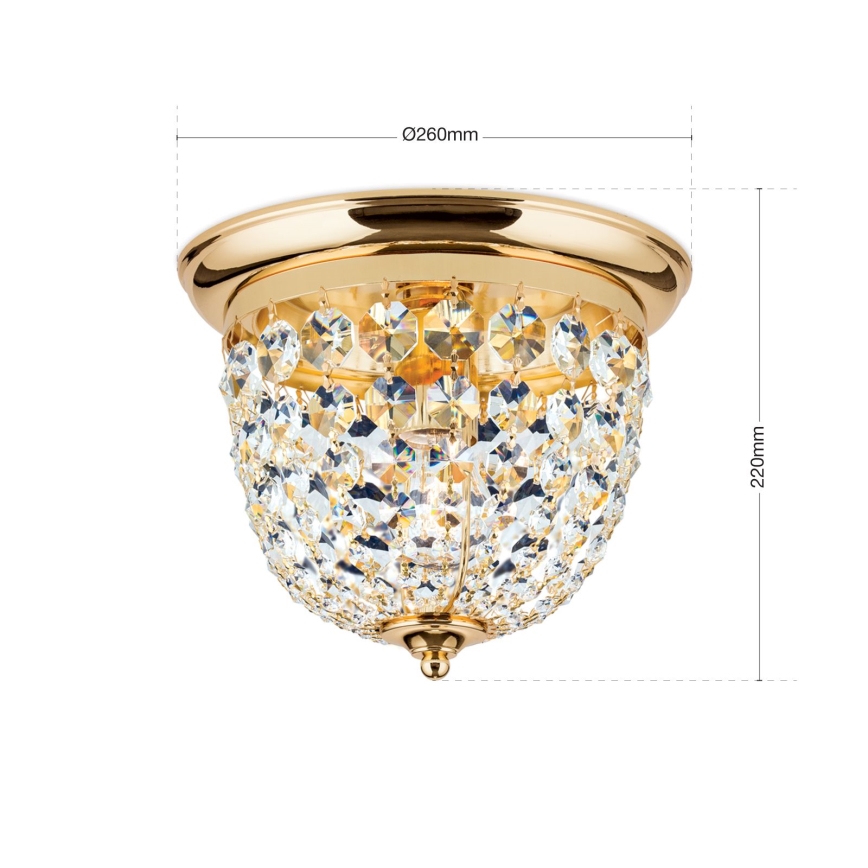 Kristalna plafonjera PLAFOND 1xE27/40W/230V pr. 26 cm zlatna