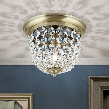 Kristalni plafon PLAFOND 1xE27/40W/230V, prečnik 26 cm, bronza