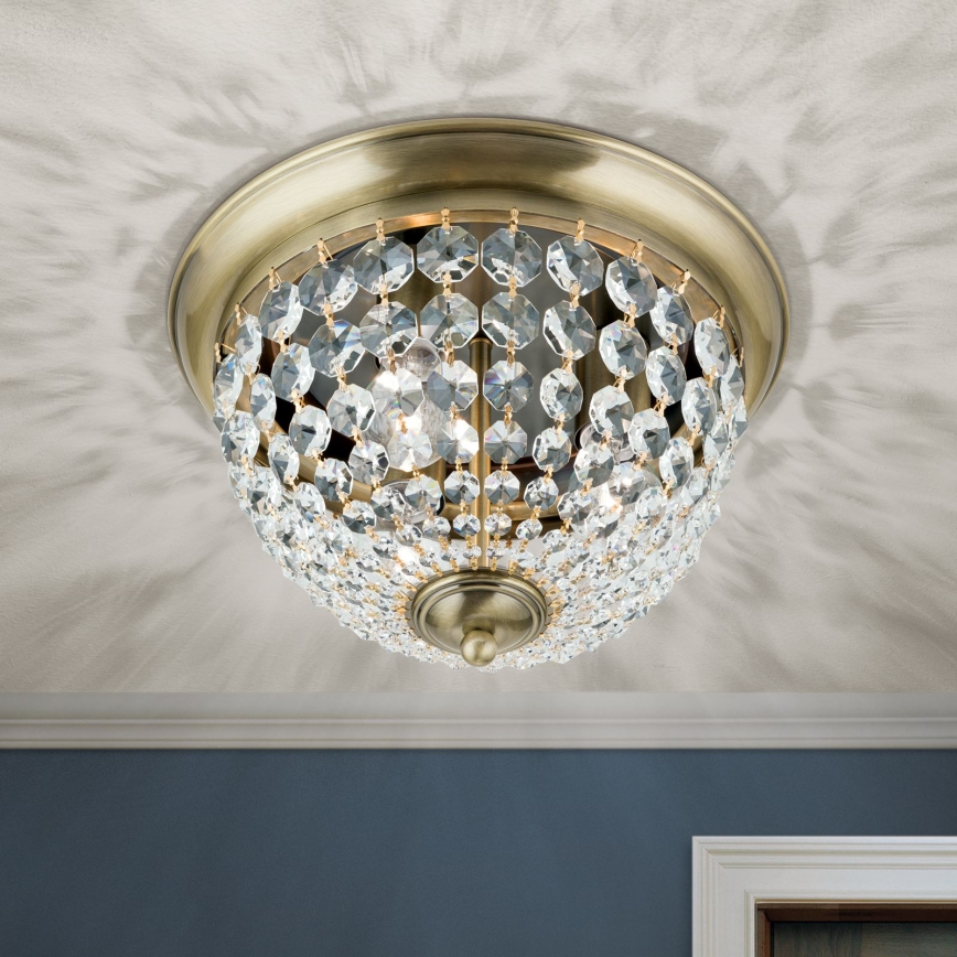 Kristalna plafonjera PLAFOND 3xE27/40W/230V pr. 35 cm bronzana