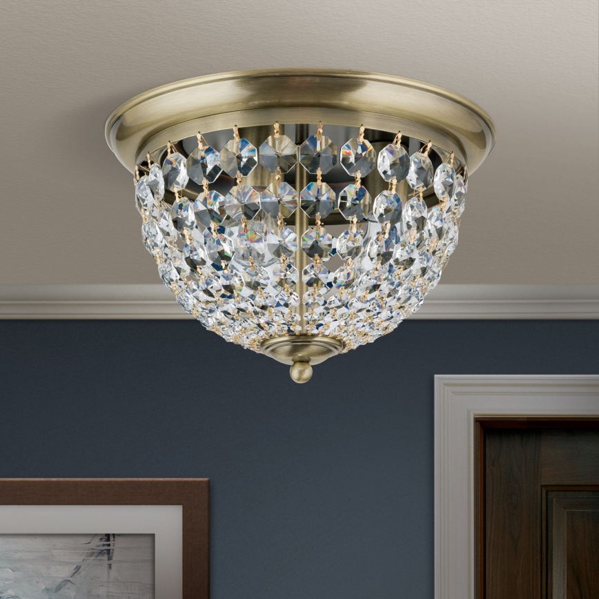 Kristalna plafonjera PLAFOND 3xE27/40W/230V pr. 35 cm bronzana