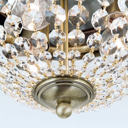 Kristalna plafonjera PLAFOND 3xE27/40W/230V pr. 35 cm bronzana