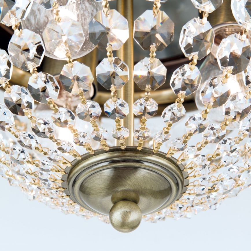 Kristalna plafonjera PLAFOND 3xE27/40W/230V pr. 35 cm bronzana
