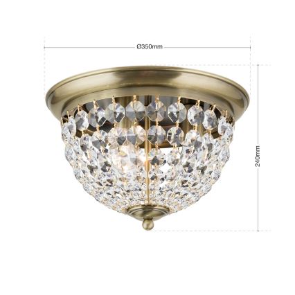 Kristalna plafonjera PLAFOND 3xE27/40W/230V pr. 35 cm bronzana