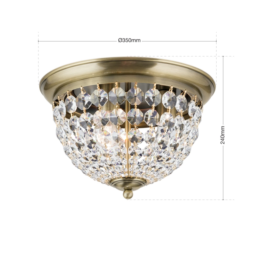 Kristalna plafonjera PLAFOND 3xE27/40W/230V pr. 35 cm bronzana