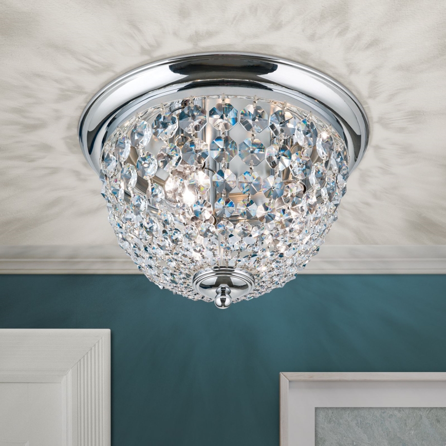 Kristalna plafonjera PLAFOND 3xE27/40W/230V pr. 35 cm sjajni krom
