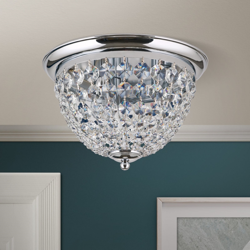 Kristalna plafonjera PLAFOND 3xE27/40W/230V pr. 35 cm sjajni krom