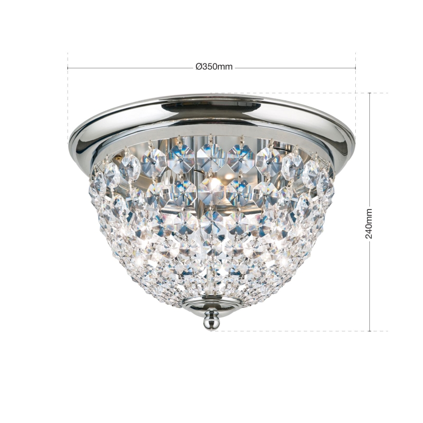 Kristalna plafonjera PLAFOND 3xE27/40W/230V pr. 35 cm sjajni krom