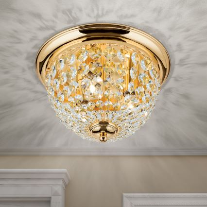 Kristalna plafonjera PLAFOND 3xE27/40W/230V pr. 35 cm zlatna