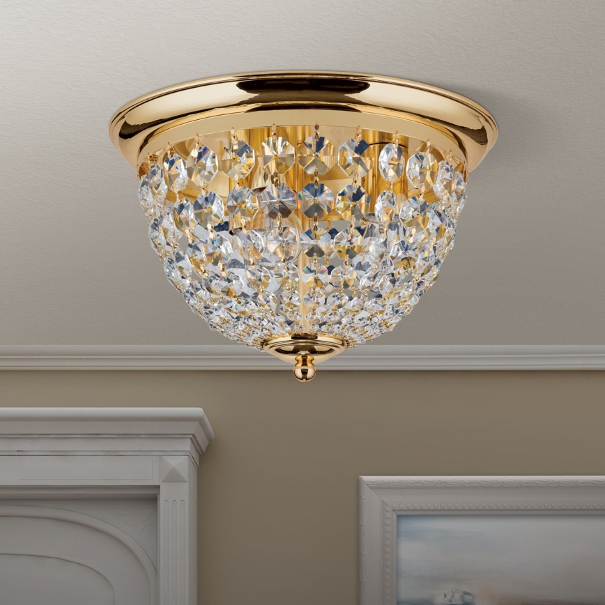 Kristalna plafonjera PLAFOND 3xE27/40W/230V pr. 35 cm zlatna