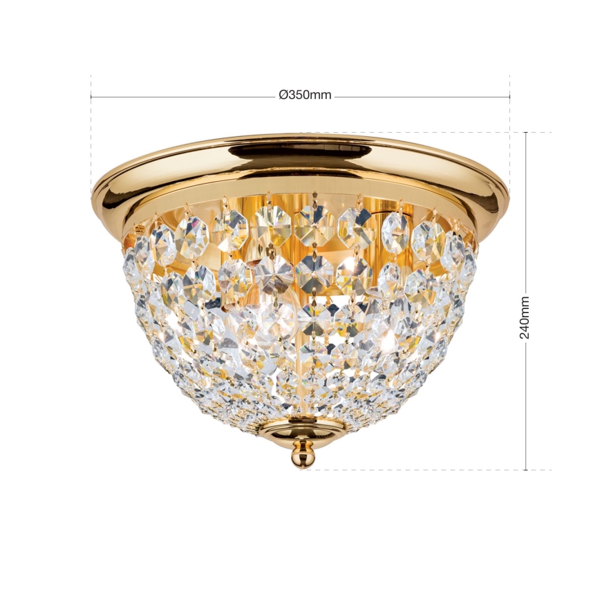 Kristalna plafonjera PLAFOND 3xE27/40W/230V pr. 35 cm zlatna