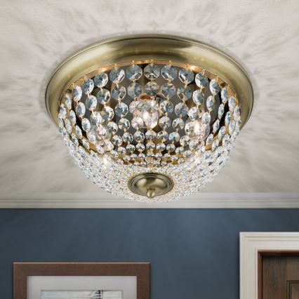 Kristalna plafonjera PLAFOND 6xE27/40W/230V pr. 47 cm bronzana