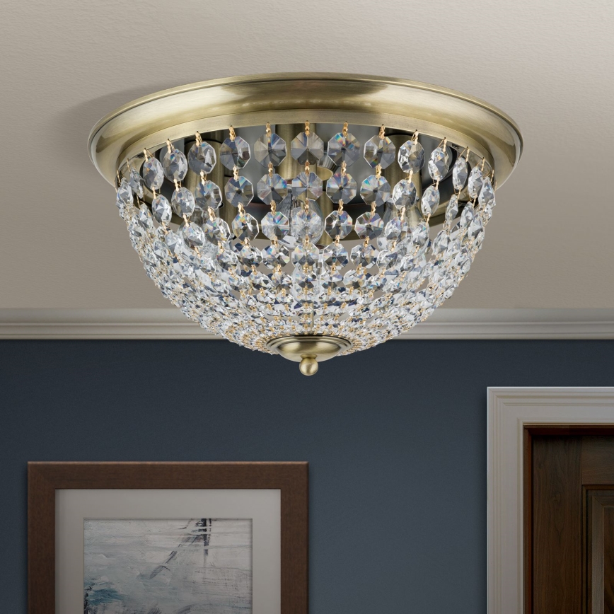 Kristalna plafonjera PLAFOND 6xE27/40W/230V pr. 47 cm bronzana