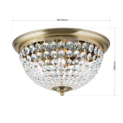 Kristalna plafonjera PLAFOND 6xE27/40W/230V pr. 47 cm bronzana