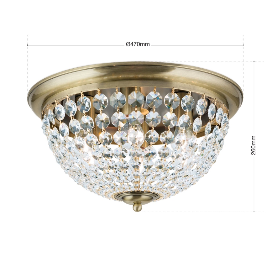 Kristalna plafonjera PLAFOND 6xE27/40W/230V pr. 47 cm bronzana