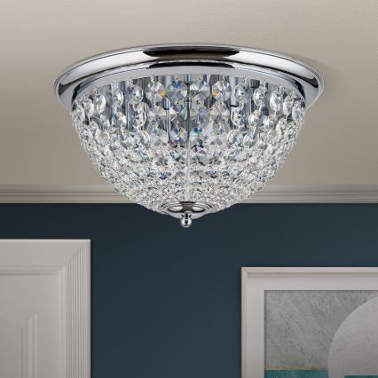 Kristalna plafonjera PLAFOND 6xE27/40W/230V pr. 47 cm sjajni krom