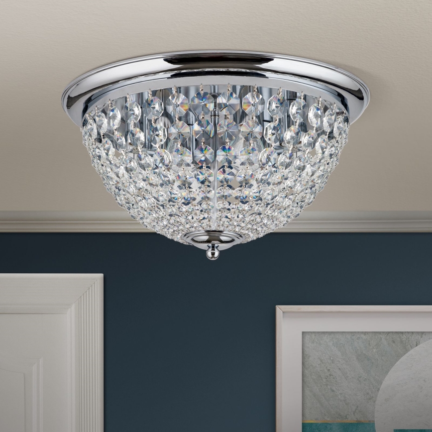 Kristalna plafonjera PLAFOND 6xE27/40W/230V pr. 47 cm sjajni krom