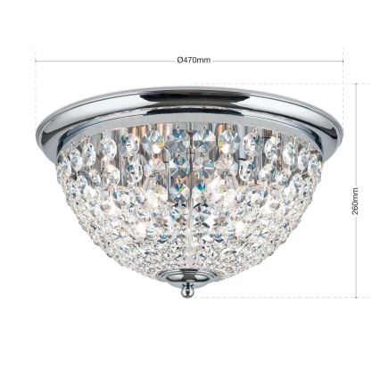 Kristalna plafonjera PLAFOND 6xE27/40W/230V pr. 47 cm sjajni krom