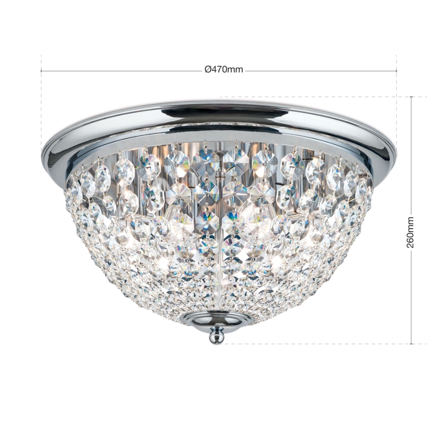 Kristalna plafonjera PLAFOND 6xE27/40W/230V pr. 47 cm sjajni krom