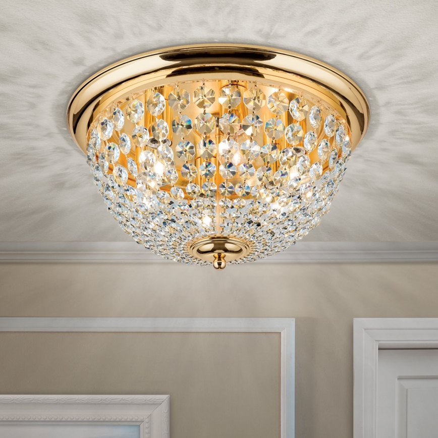 Kristalna plafonjera PLAFOND 6xE27/40W/230V pr. 47 cm zlatna