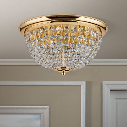 Kristalna plafonjera PLAFOND 6xE27/40W/230V pr. 47 cm zlatna