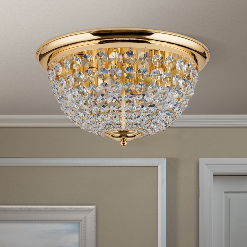 Kristalna plafonjera PLAFOND 6xE27/40W/230V pr. 47 cm zlatna