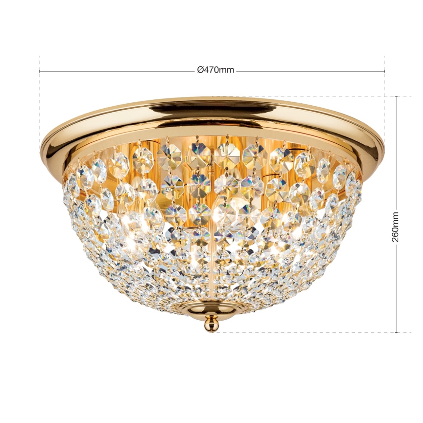 Kristalna plafonjera PLAFOND 6xE27/40W/230V pr. 47 cm zlatna