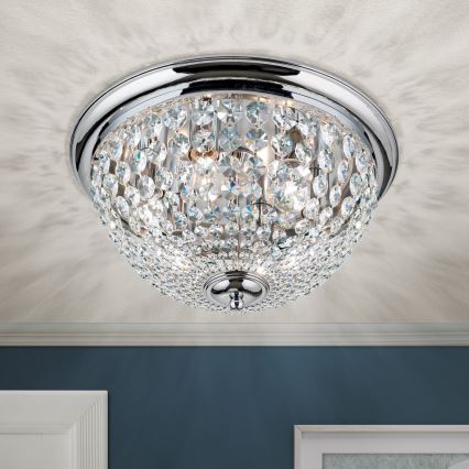 Kristalno stropno svetlo PLAFOND 6xE27/40W/230V prečnik 47 cm sjajni hrom