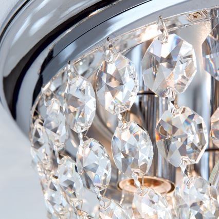 Kristalno stropno svetlo PLAFOND 6xE27/40W/230V prečnik 47 cm sjajni hrom