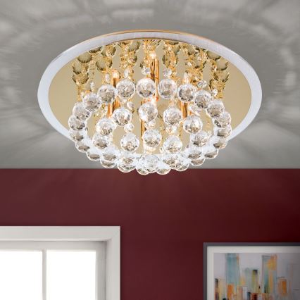 Kristalna plafonjera GLORIA 4xG9/40W/230V pr. 38 cm zlatna